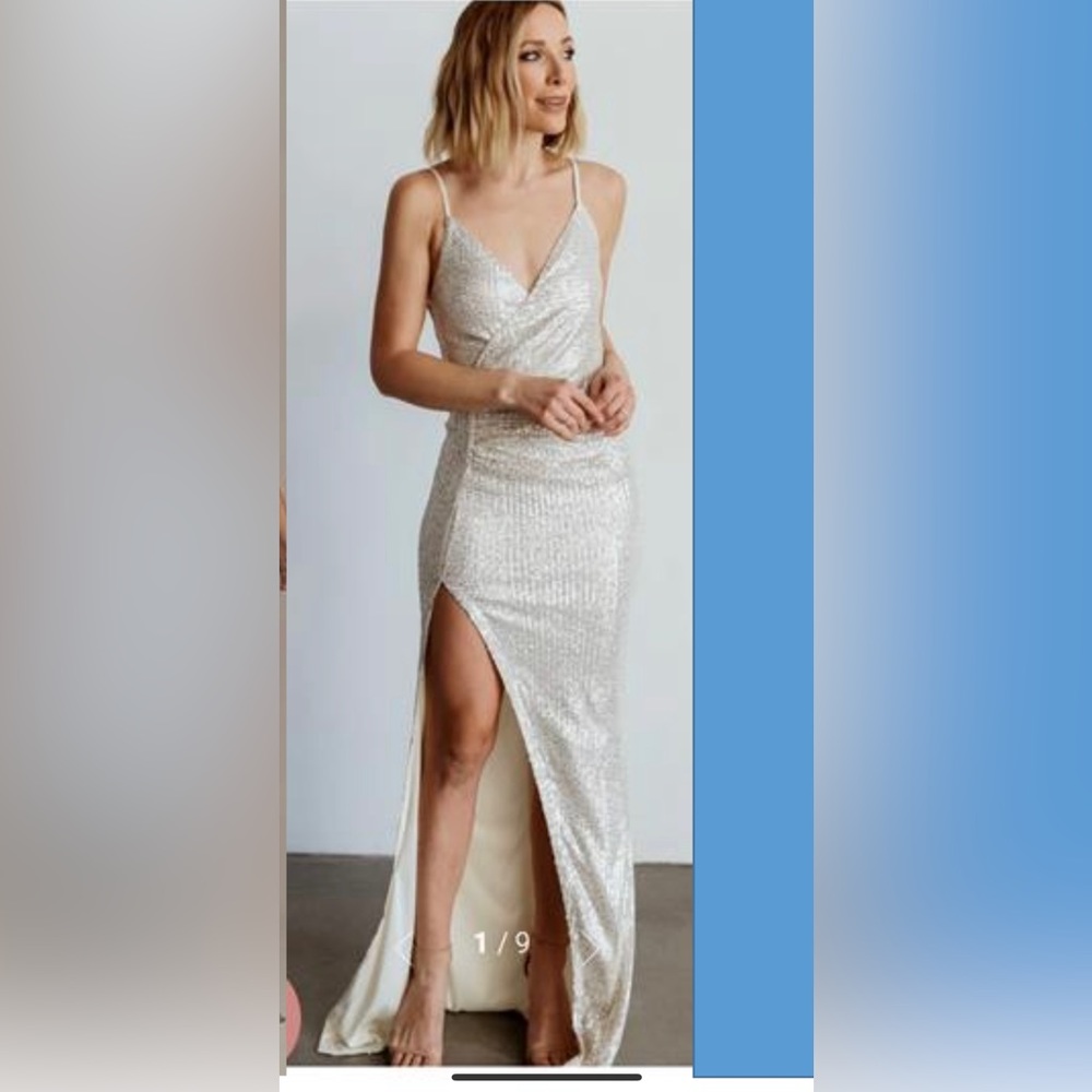Baltic born cream/silver sequin dress.